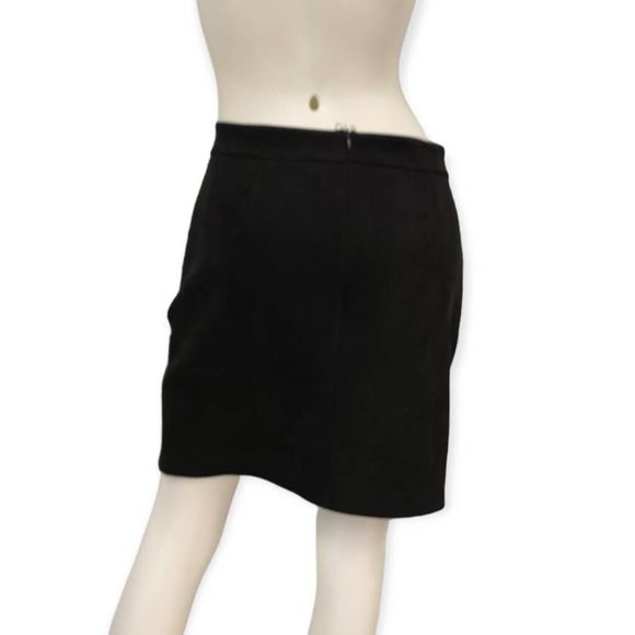 Black Faux Suede Lace Up Mini Skirt XL - Picture 6 of 9